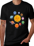 Cute Planets Black T-Shirt Solar System Graphic