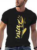 Black T-Shirt with Floral Design