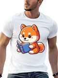 Cute Shiba Inu Reading Book T-Shirt