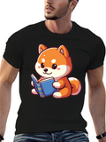 Cute Shiba Inu Reading Book T-Shirt