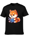 Cute Shiba Inu Reading Book T-Shirt