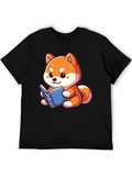 Cute Shiba Inu Reading Book T-Shirt