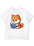 Cute Shiba Inu Reading Book T-Shirt