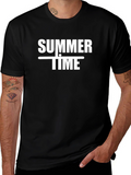 Summertime Graphic Print Black T-Shirt