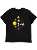 Solar System Planet Graphic Black T-Shirt