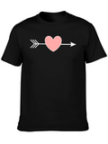 Heart Arrow Graphic T-Shirt - Black Cotton Tee