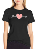 Heart Arrow Graphic T-Shirt - Black Cotton Tee