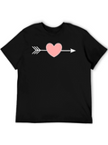 Heart Arrow Graphic T-Shirt - Black Cotton Tee