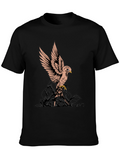 Black T-Shirt with Bird Graphic