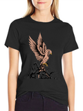 Black T-Shirt with Bird Graphic