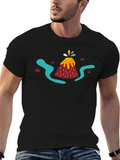 Volcano Graphic Tee - Unique Cartoon Design