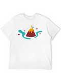 Volcano Graphic Tee - Unique Cartoon Design
