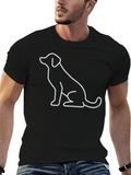 Minimalist Dog Outline Black T-Shirt
