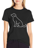Minimalist Dog Outline Black T-Shirt
