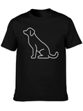 Minimalist Dog Outline Black T-Shirt