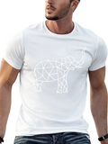 Geometric Elephant Graphic Tee - Black Cotton T-Shirt