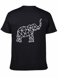 Geometric Elephant Graphic Tee - Black Cotton T-Shirt