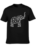 Geometric Elephant Graphic Tee - Black Cotton T-Shirt