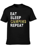 Eat Sleep Camping Repeat Black T-Shirt