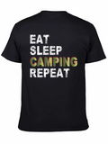 Eat Sleep Camping Repeat Black T-Shirt