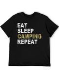 Eat Sleep Camping Repeat Black T-Shirt