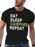 Eat Sleep Camping Repeat Black T-Shirt