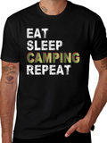 Eat Sleep Camping Repeat Black T-Shirt