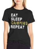 Eat Sleep Camping Repeat Black T-Shirt