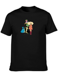 Stylish Black T-Shirt with Fashion Illustration