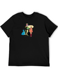 Stylish Black T-Shirt with Fashion Illustration
