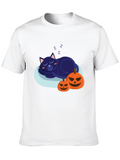 Halloween Cat Nap T-Shirt - Spooky Season Tee
