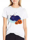 Halloween Cat Nap T-Shirt - Spooky Season Tee