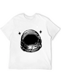 Astronaut Helmet Graphic Tee - Black Cotton