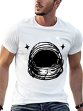 Astronaut Helmet Graphic Tee - Black Cotton