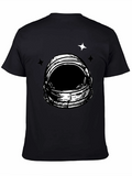Astronaut Helmet Graphic Tee - Black Cotton