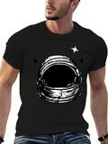 Astronaut Helmet Graphic Tee - Black Cotton