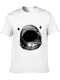 Astronaut Helmet Graphic Tee - Black Cotton