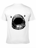 Astronaut Helmet Graphic Tee - Black Cotton