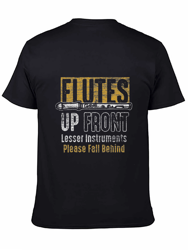 Flutes Up Front T-Shirt - Music Lover Tee
