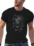 Abstract Triangle Design Black T-Shirt