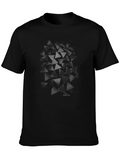 Abstract Triangle Design Black T-Shirt
