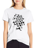 Abstract Triangle Design Black T-Shirt