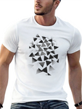 Abstract Triangle Design Black T-Shirt