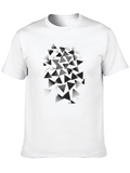 Abstract Triangle Design Black T-Shirt