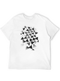 Abstract Triangle Design Black T-Shirt